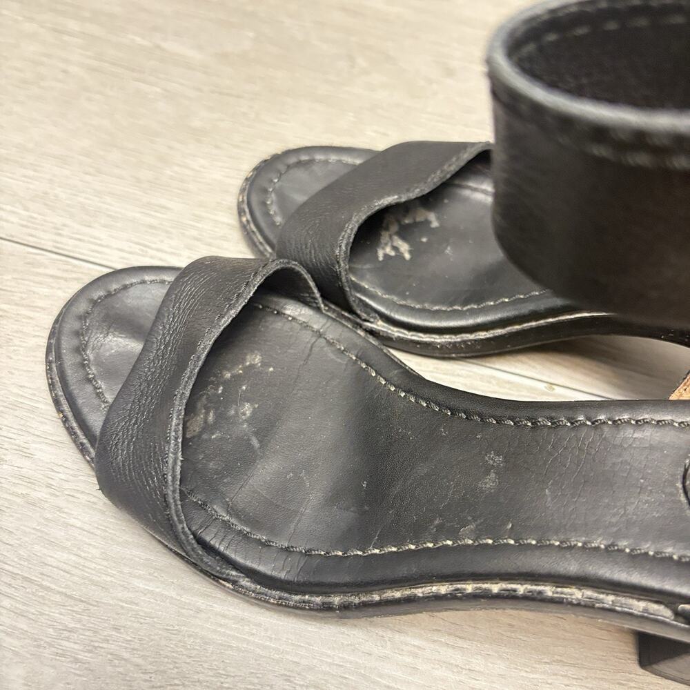 Frye Brielle Black Leather Ankle Strap Block Heel Sandals Size 6 - Picture 11 of 14
